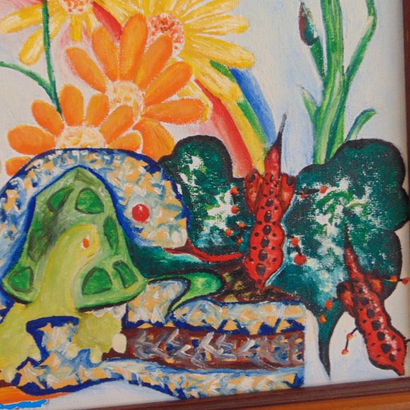 Nature Scene, Original Acrylic Painting, Wood Frame, 13 x 13 - Picture 4 of 6